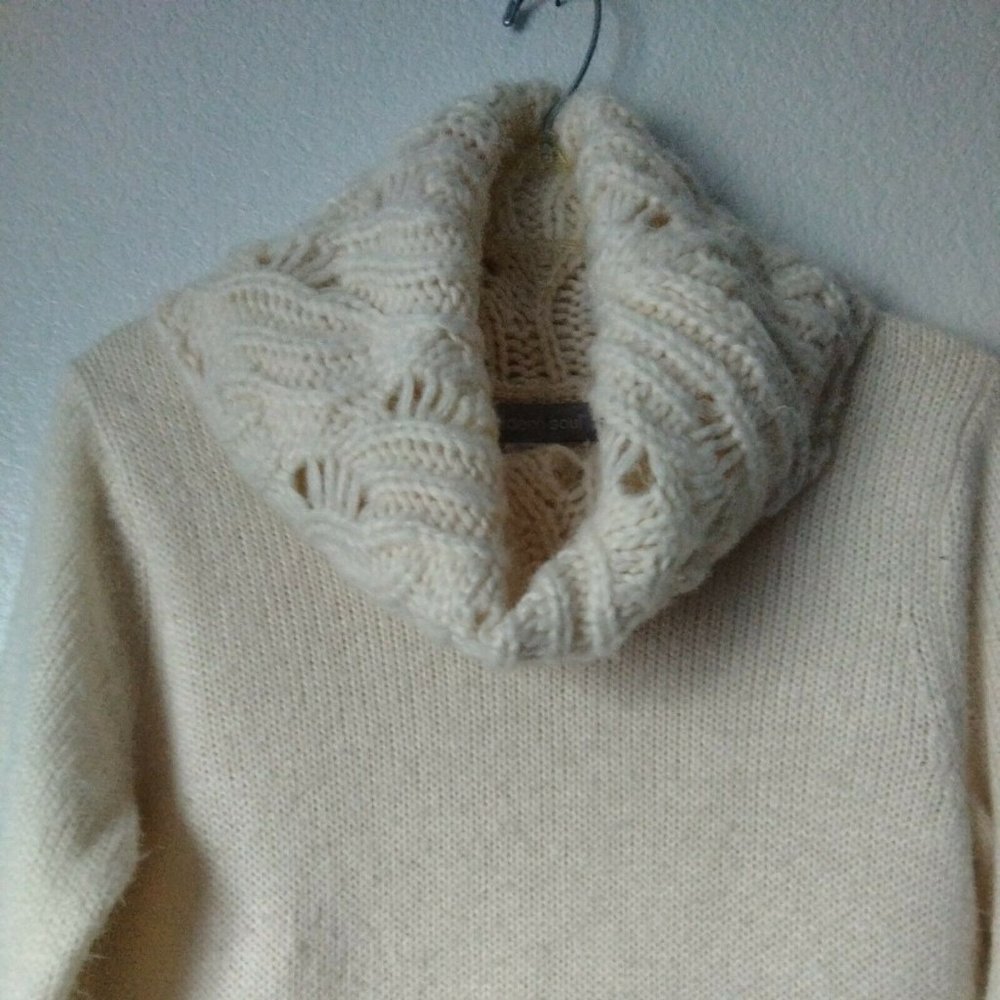 Modern Soul Sweater Women's XS Cowl Neck Long Sleeve Ivory Mixed textures - Picture 3 of 7